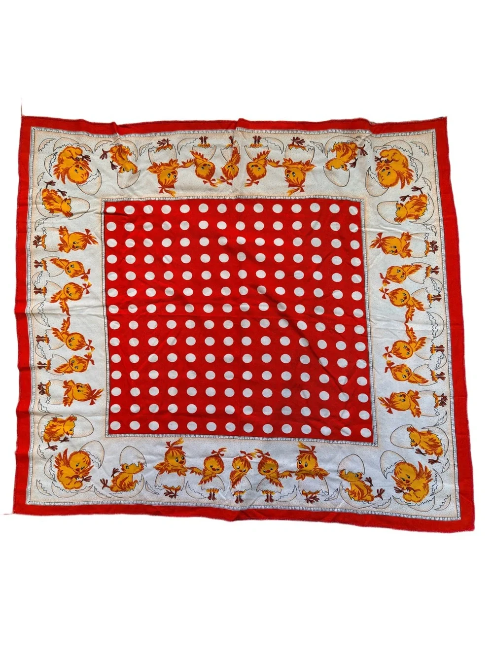 Baby Chicks Hatching Red polkadots cotton scarf